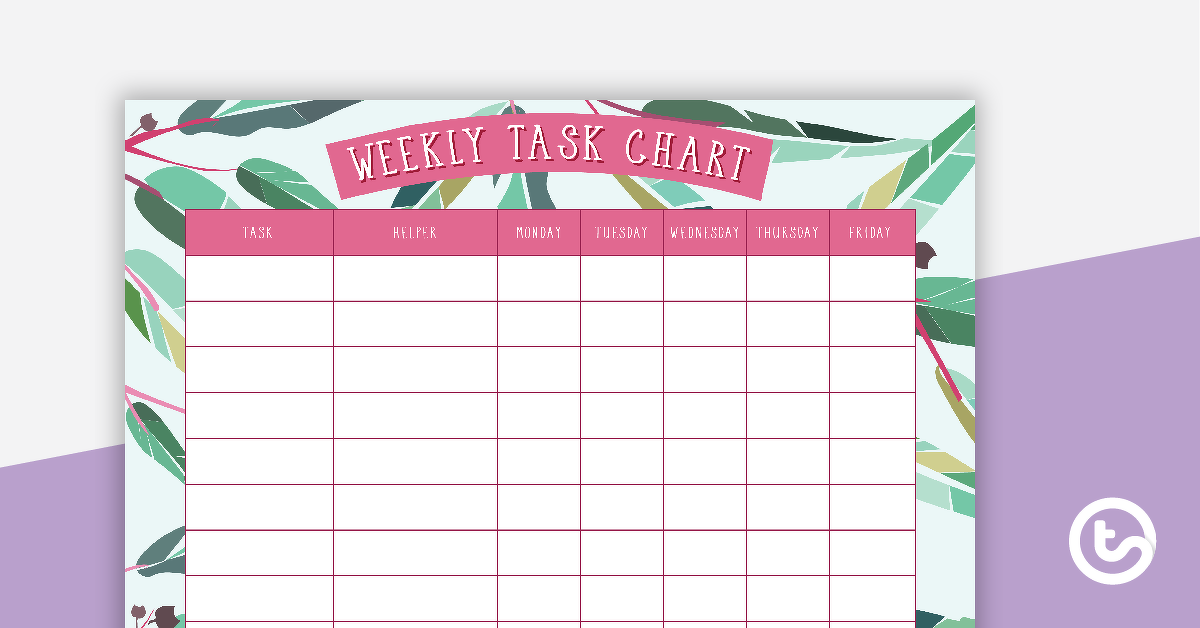 Preview image for Gum Leaves - Weekly Task Chart - teaching resource