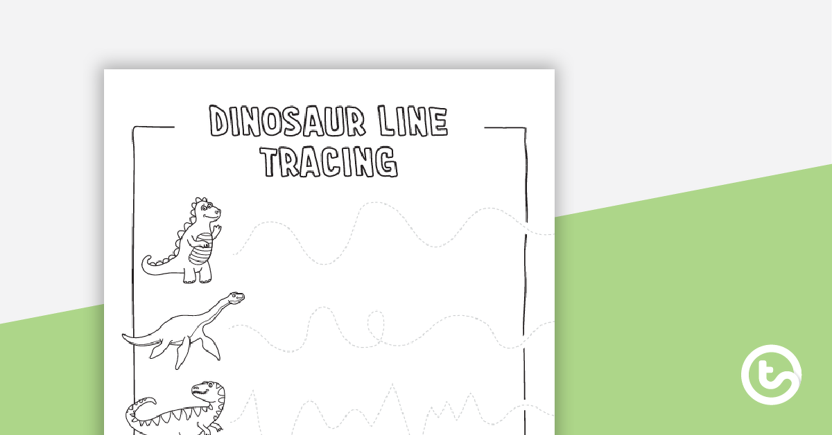 预览图像为精细的运动技能-恐龙追踪线工作表-教学资源