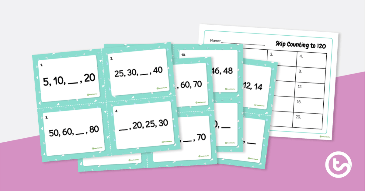 Preview image for Skip Counting to 120 Task Cards - teaching resource