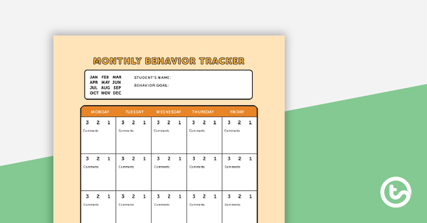 Thumbnail of Monthly Behavior Tracker - teaching resource