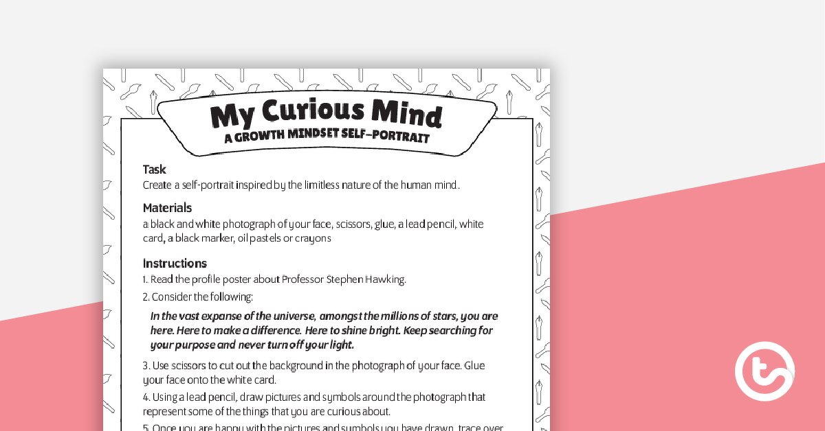 Preview image for 'My Curious Mind' Growth Mindset Art Activity - teaching resource
