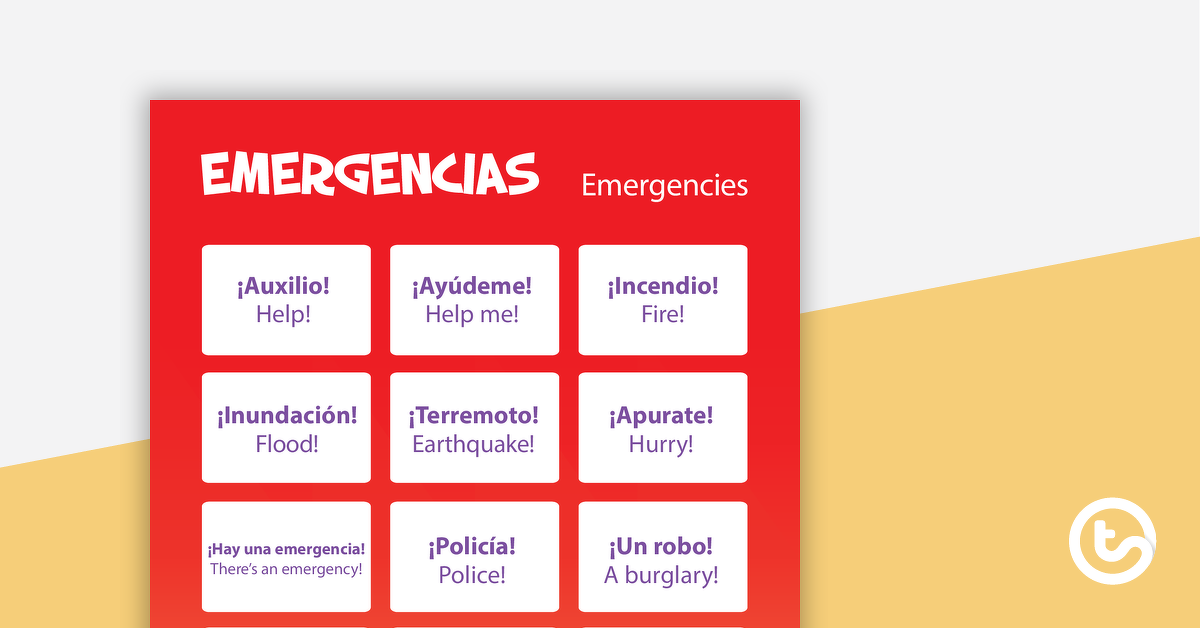 Preview image for Emergencies - Spanish Language Poster - teaching resource