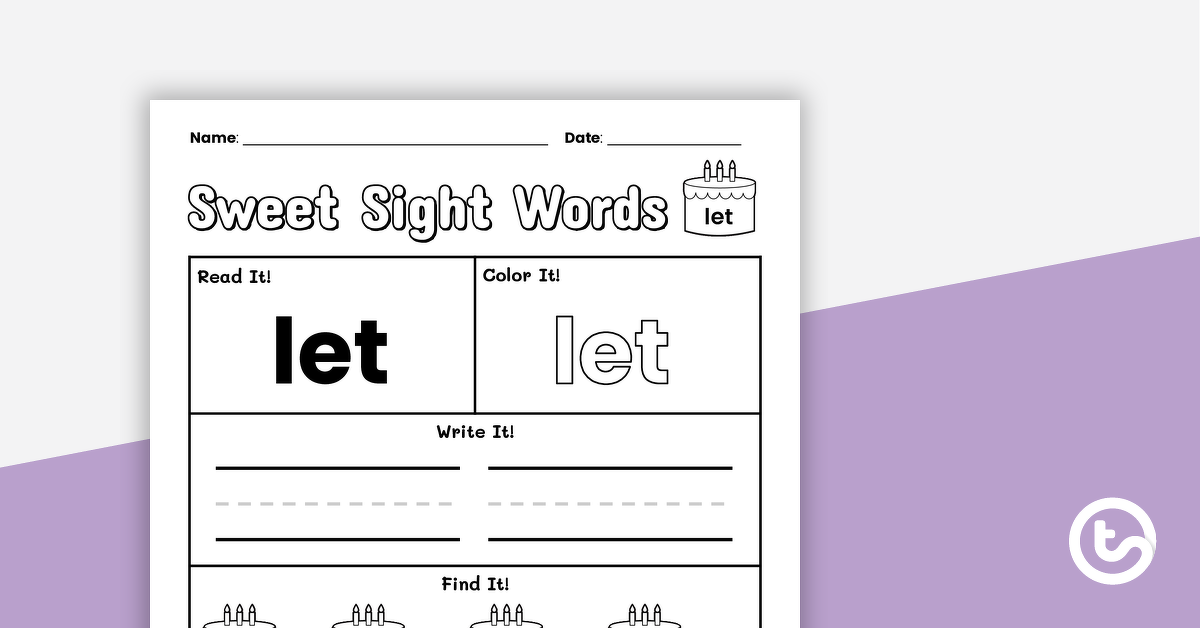 Preview image for Sweet Sight Words Worksheet - LET - teaching resource