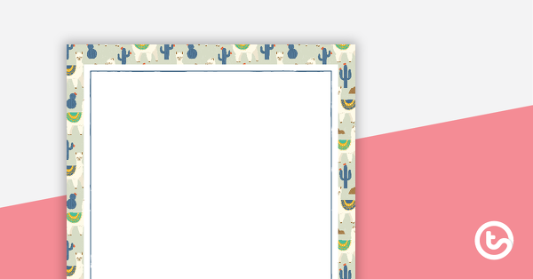 Thumbnail of Llama and Cactus - Portrait Page Border - teaching resource