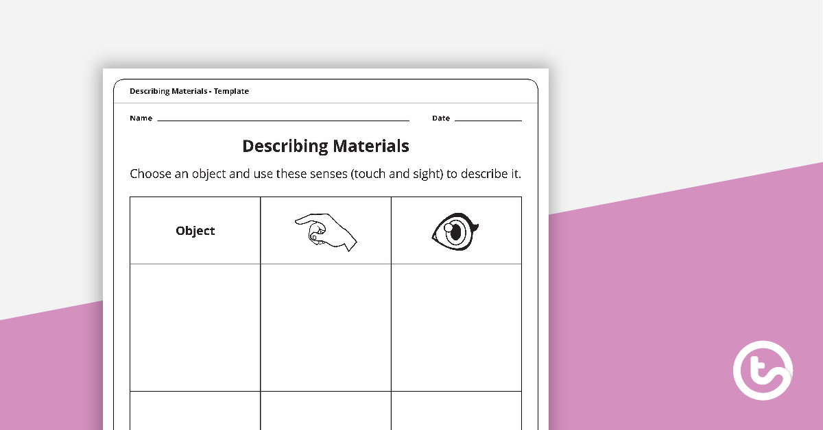 Preview image for Describing Materials Template - teaching resource