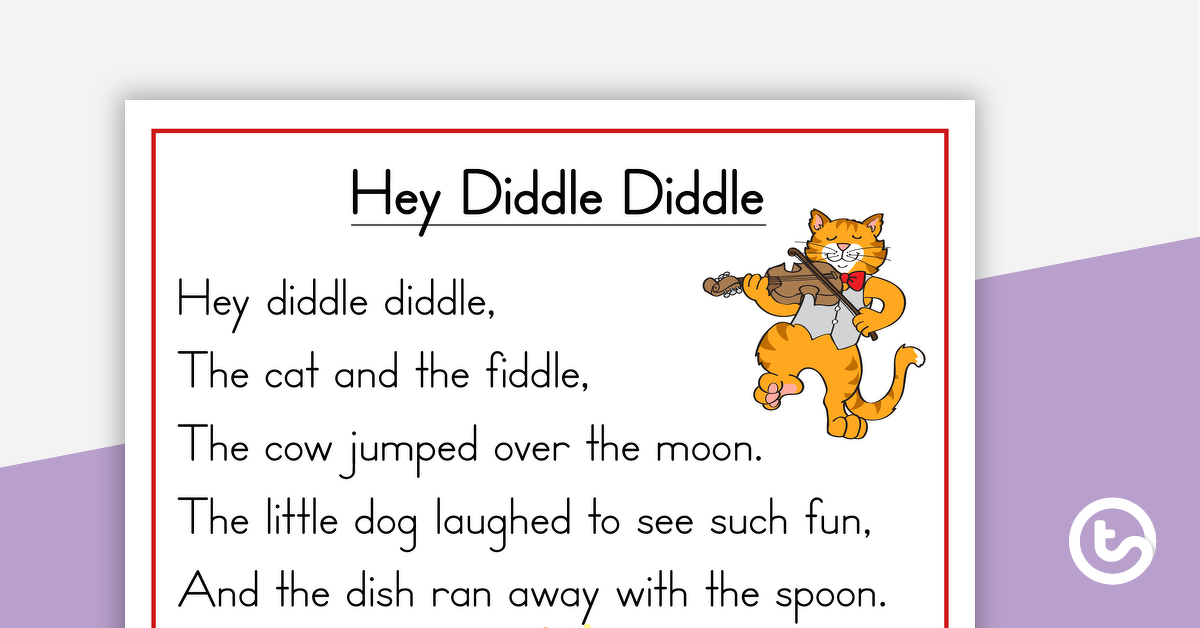 Preview image for Hey Diddle Diddle Nursery Rhyme – Poster and Cut-Out Pages - teaching resource