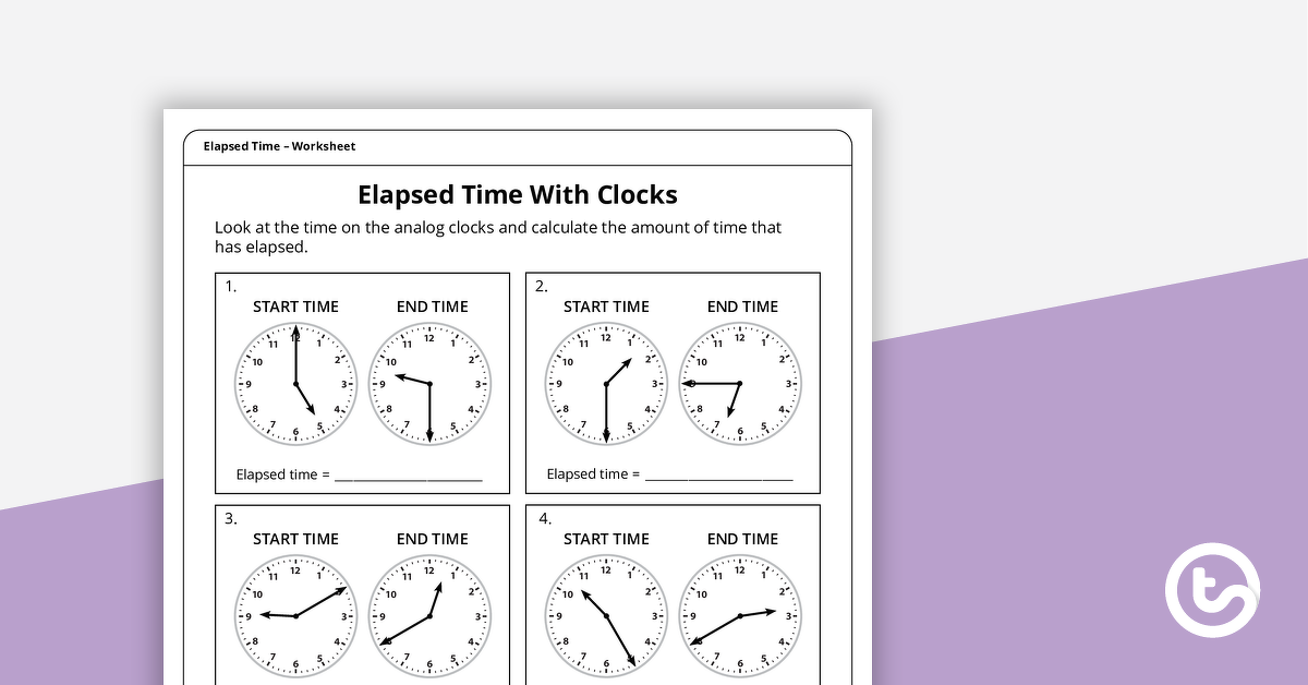 elapsed time with clocks worksheet teach starter