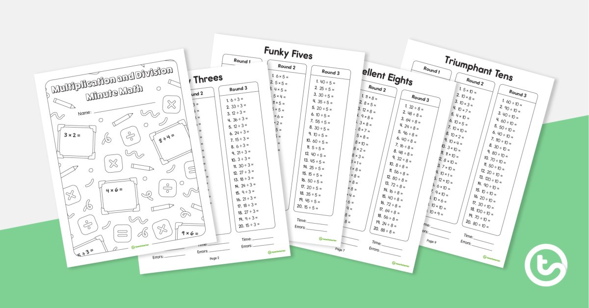 Preview image for Multiplication and Division Minute Math Booklet - teaching resource
