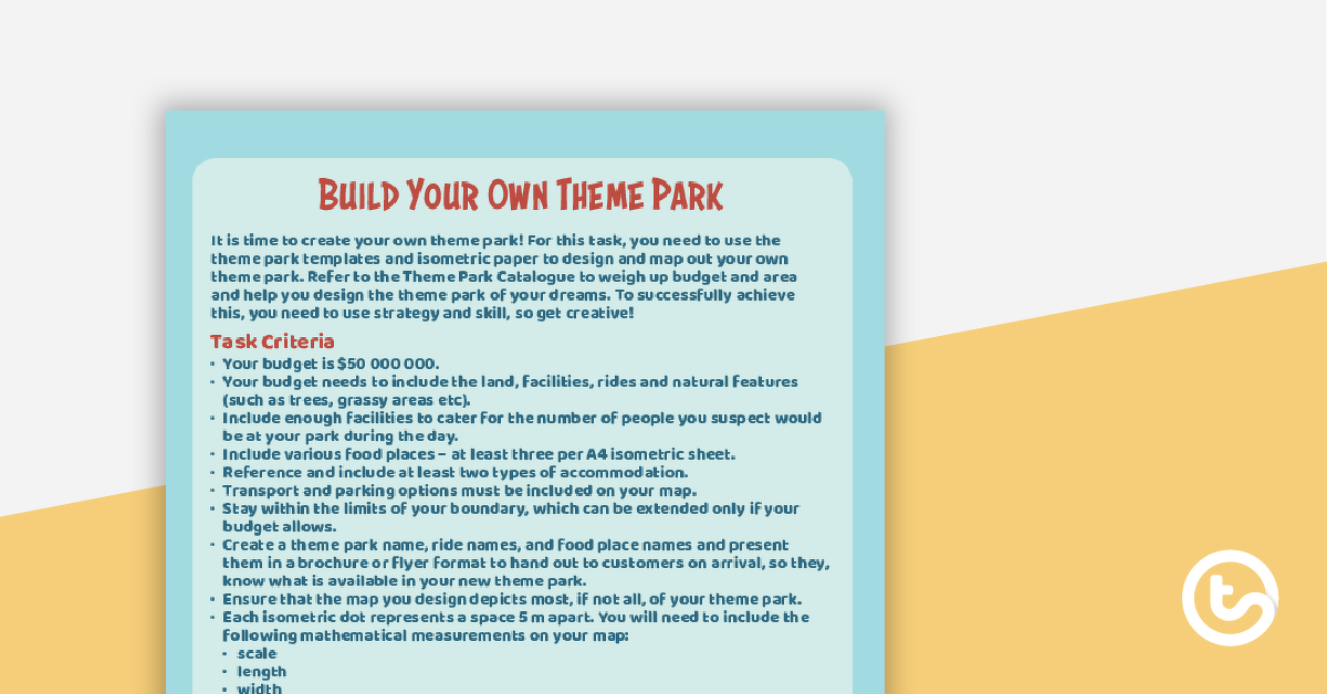 Preview image for Build Your Own Theme Park – Project - teaching resource