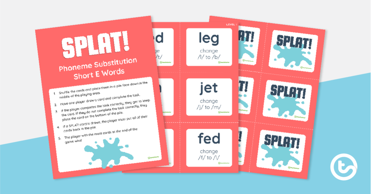 预览Splat的图像！音素替代游戏 - 简短的单词- 教学资源