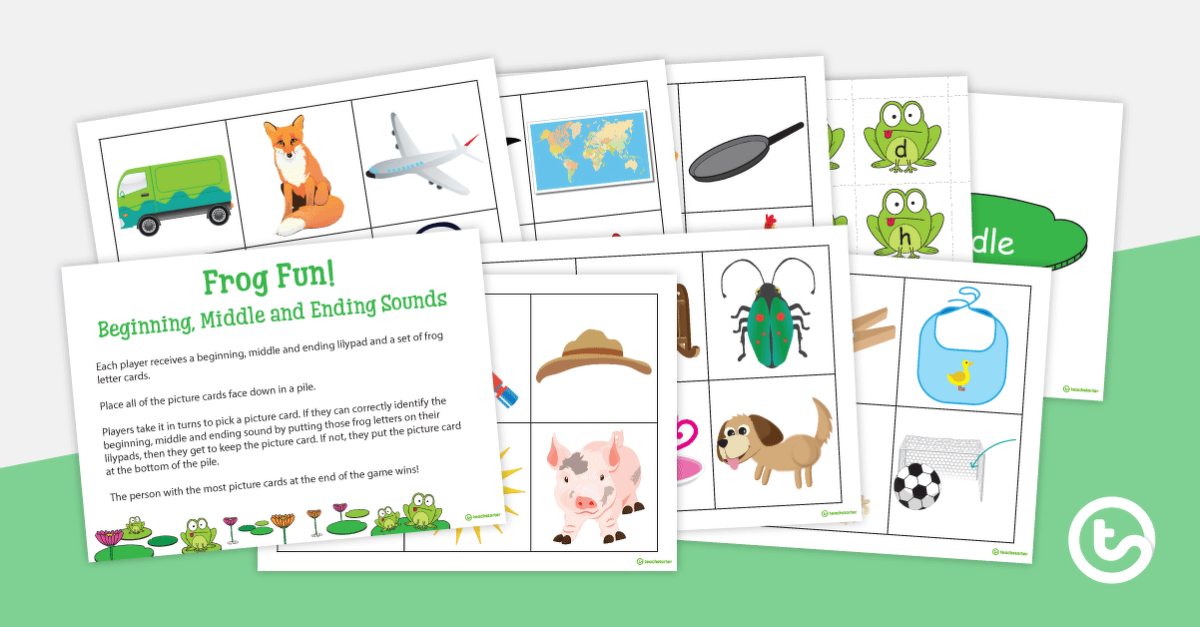 Preview image for Frog Fun Game - Beginning, Middle, and Ending sounds - teaching resource
