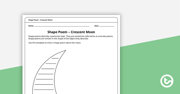 形状诗模板的预览图像 - 新月 - 教学资源