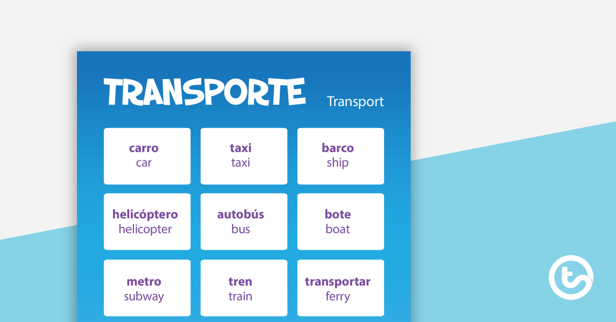 Preview image for Transport - Spanish Language Poster - teaching resource