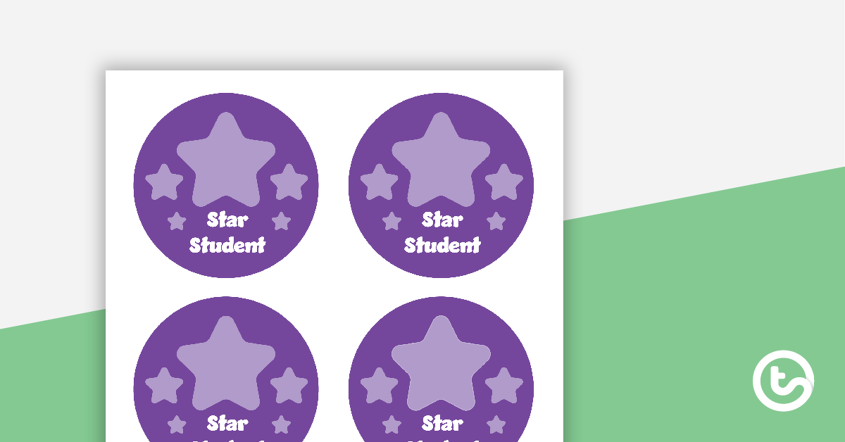 普通紫色 - 明星学生徽章的预览图像 - 教学资源