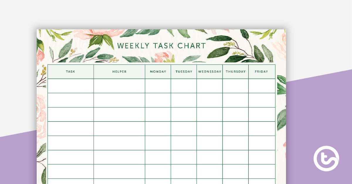 预览图像脸红花朵- Weekly Task Chart - teaching resource