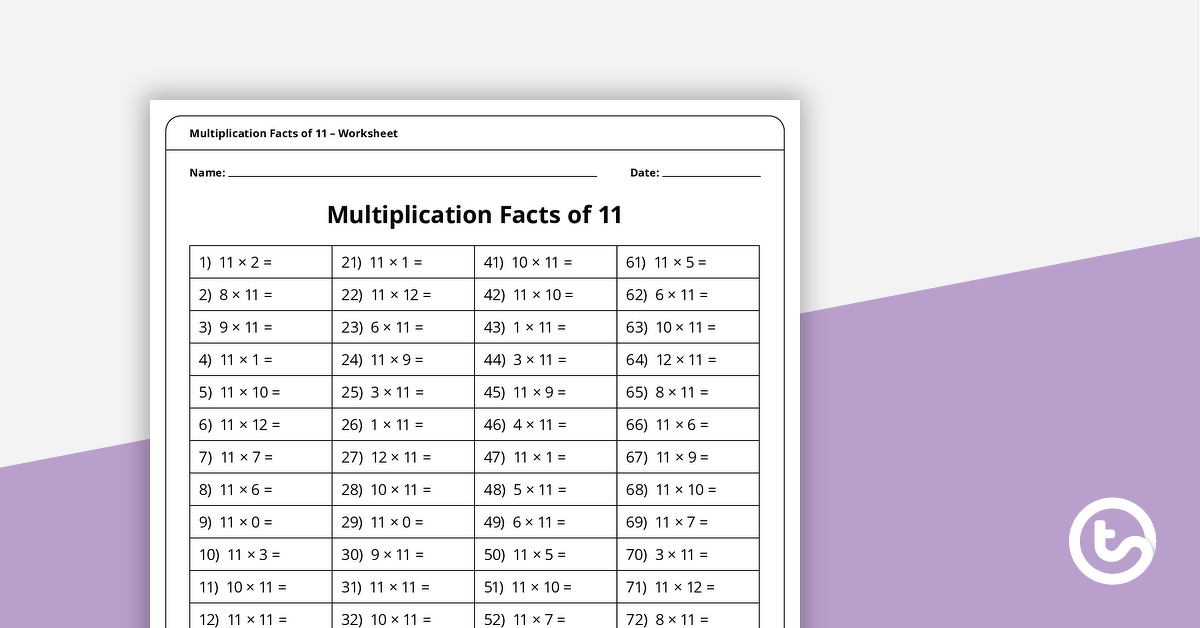Preview image for Multiplication and Division Speed Drill Worksheets – Facts of 11 - teaching resource