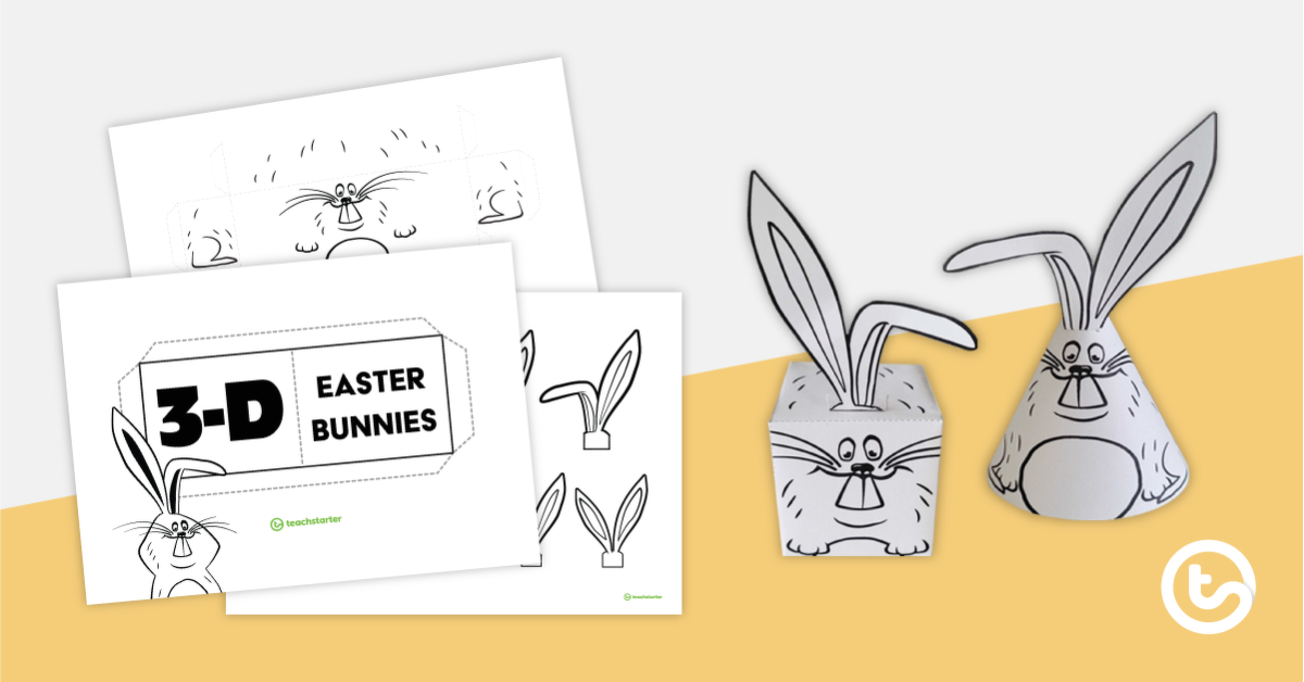 Preview image for 3-D Easter Bunny Templates - teaching resource