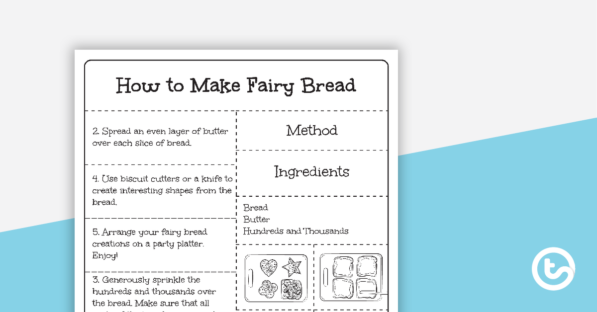 预览图像for Procedure Text Sequencing Activity - How to Make Fairy Bread - teaching resource
