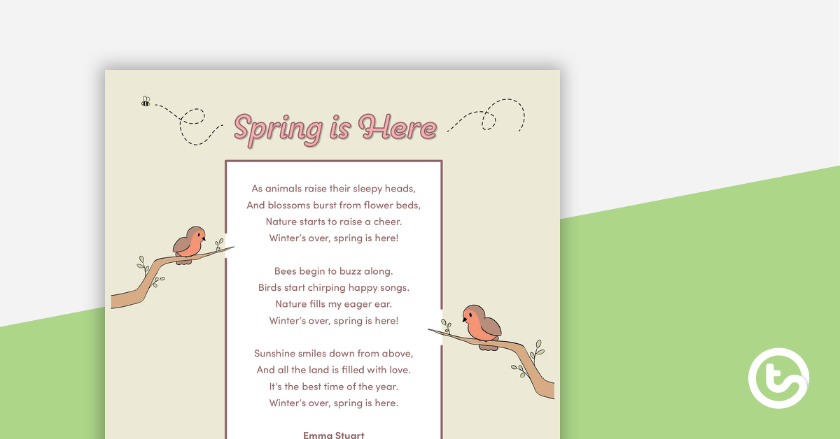 spring is here poem comprehension worksheet teach starter