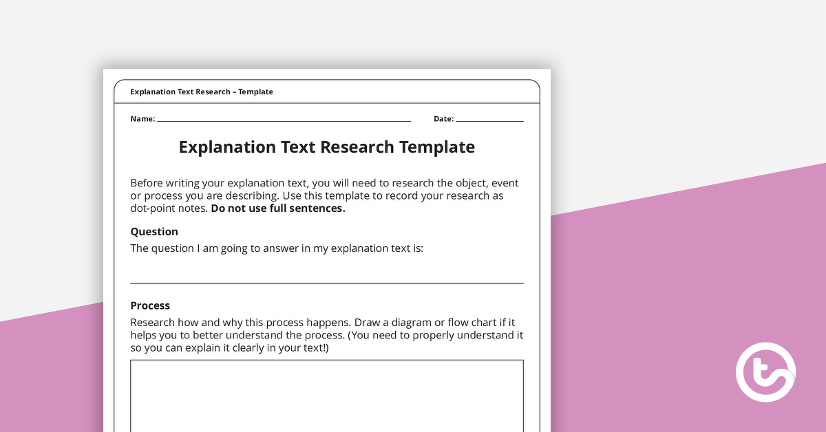 Preview image for Explanation Text Research Template - teaching resource