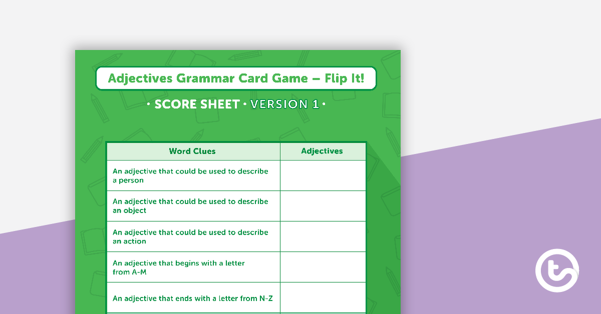 Preview image for Adjective Grammar Card Game - Flip It! - teaching resource