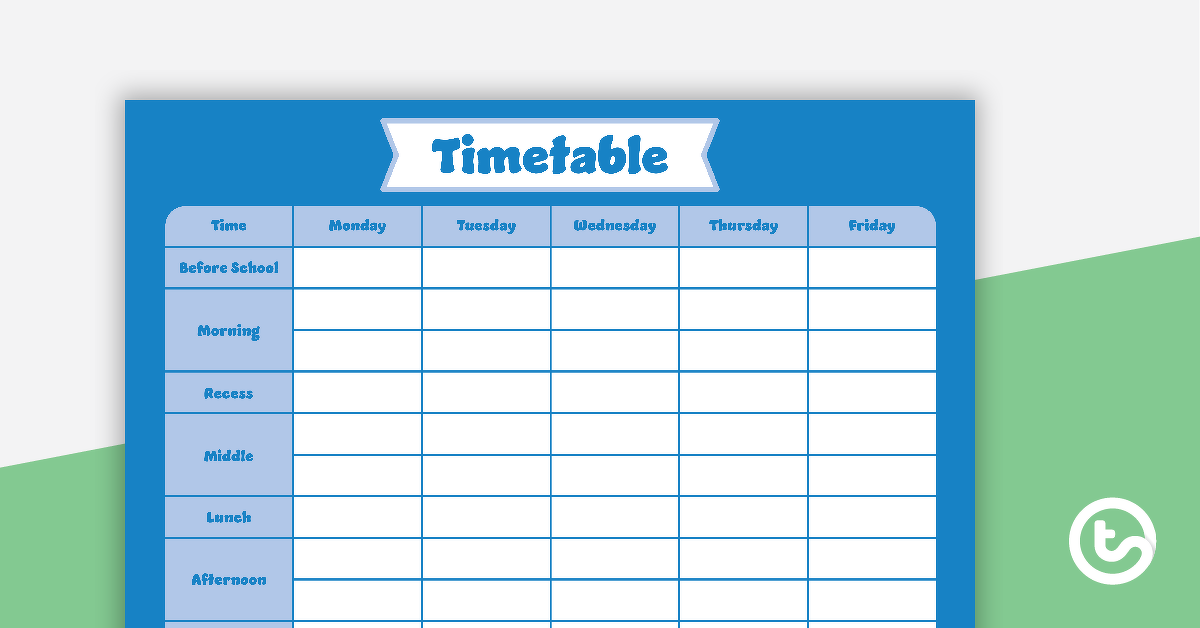 普通蓝色时间表计划 - 教学资源预览图像
