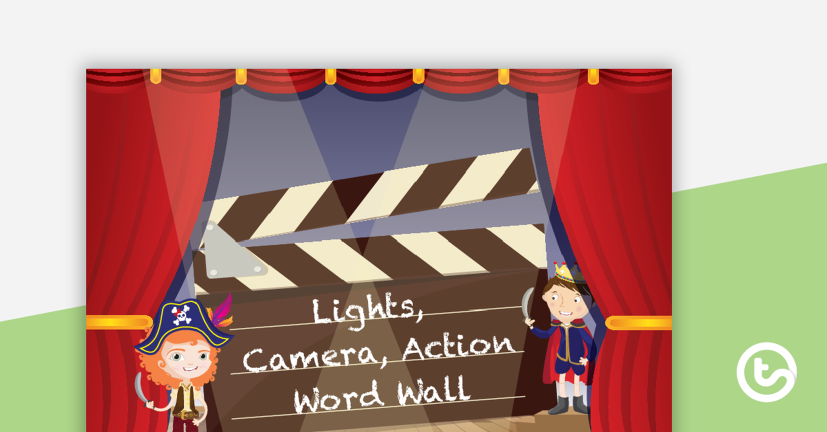 预览图像的灯光,相机,行动-剧院字墙词汇教学资源