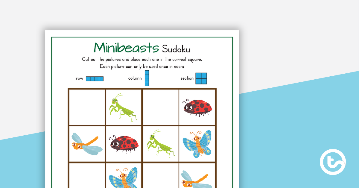 Preview image for 3 x Picture Sudoku Puzzles - Minibeasts - teaching resource