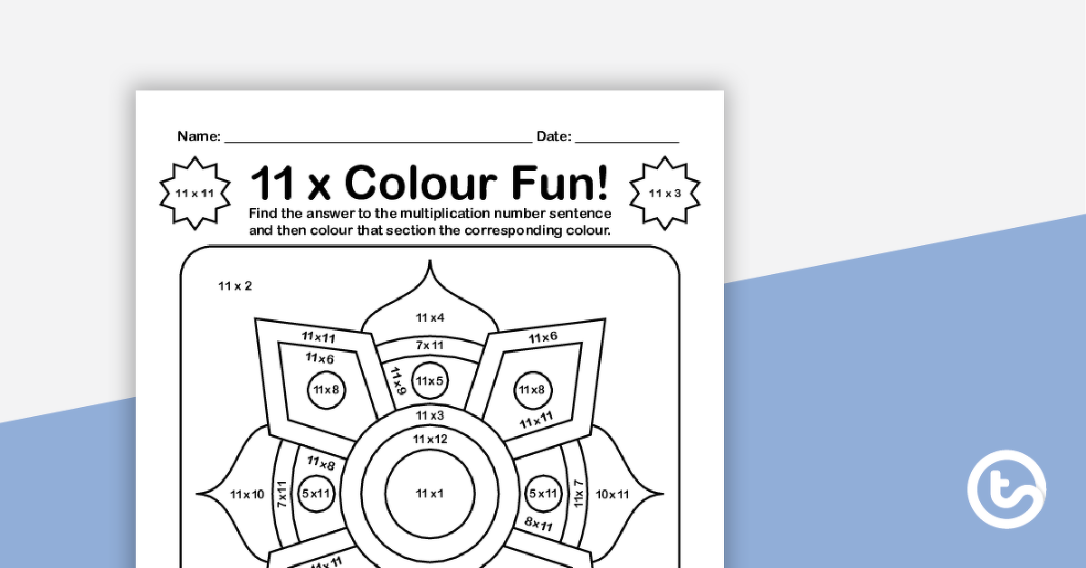 Preview image for Colour by Number - 11 x Multiplication Facts - teaching resource