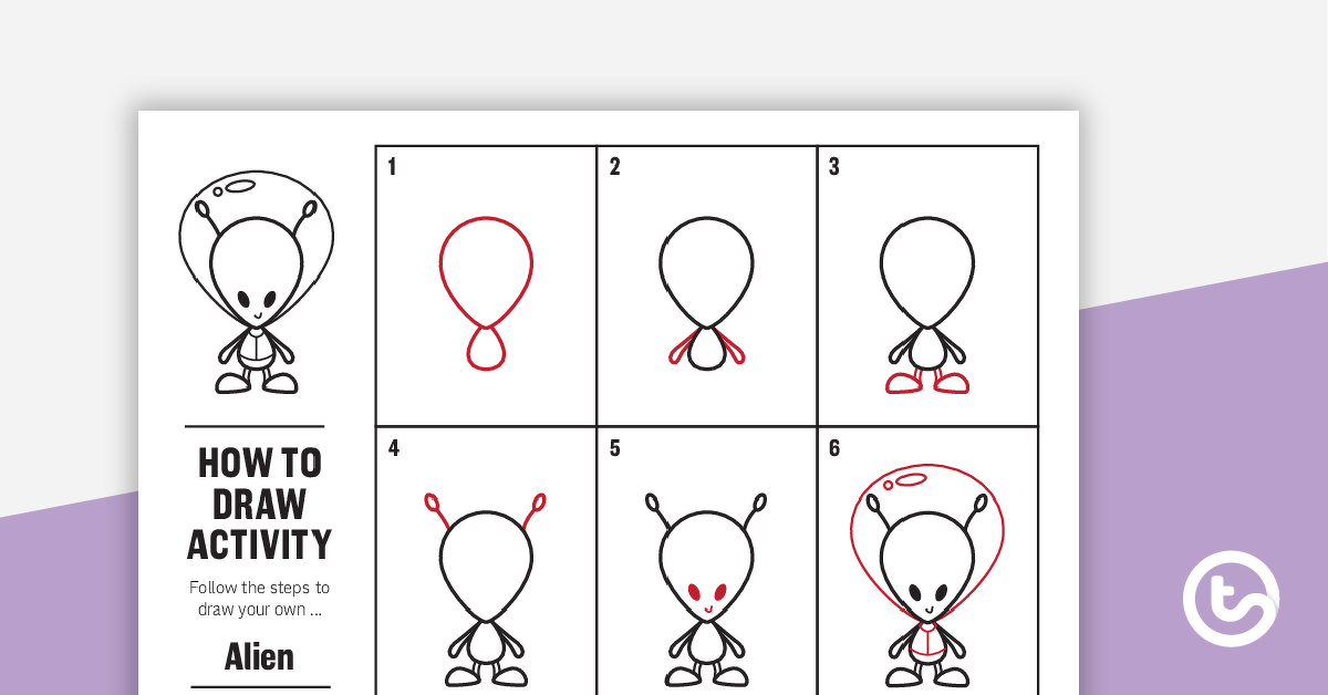 Preview image for How to Draw an Alien for Kids - Task Card - teaching resource