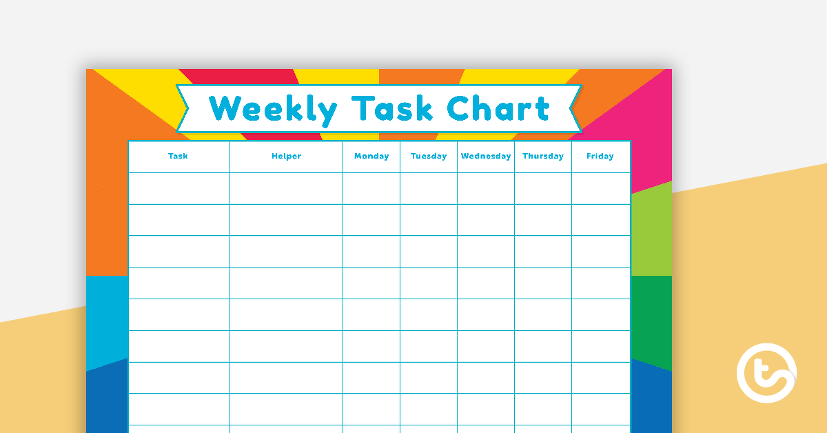Preview image for Rainbow Starburst - Weekly Task Chart - teaching resource