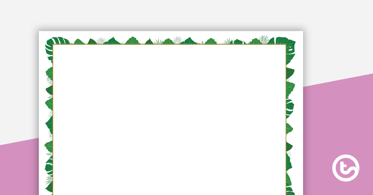 Preview image for Lush Leaves White - Landscape Page Borders - teaching resource