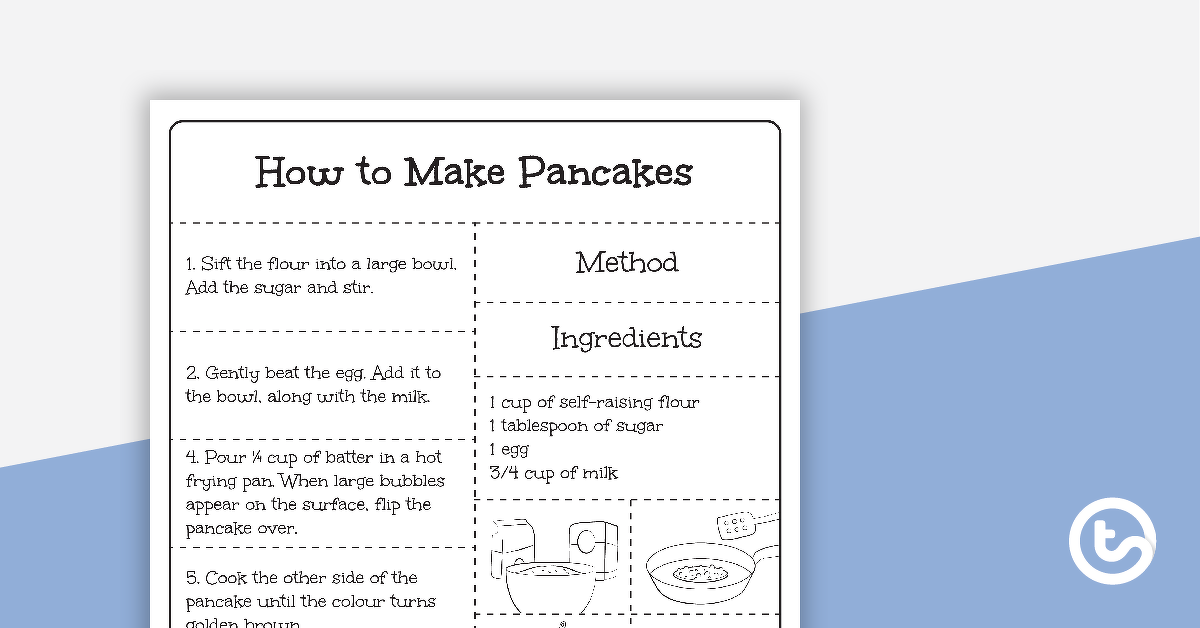 预览图像for Procedure Text Sequencing Activity - How to Make Pancakes - teaching resource