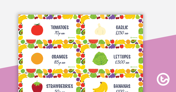 预览图像水果和蔬菜商店角色发挥-价格标签-教学资源