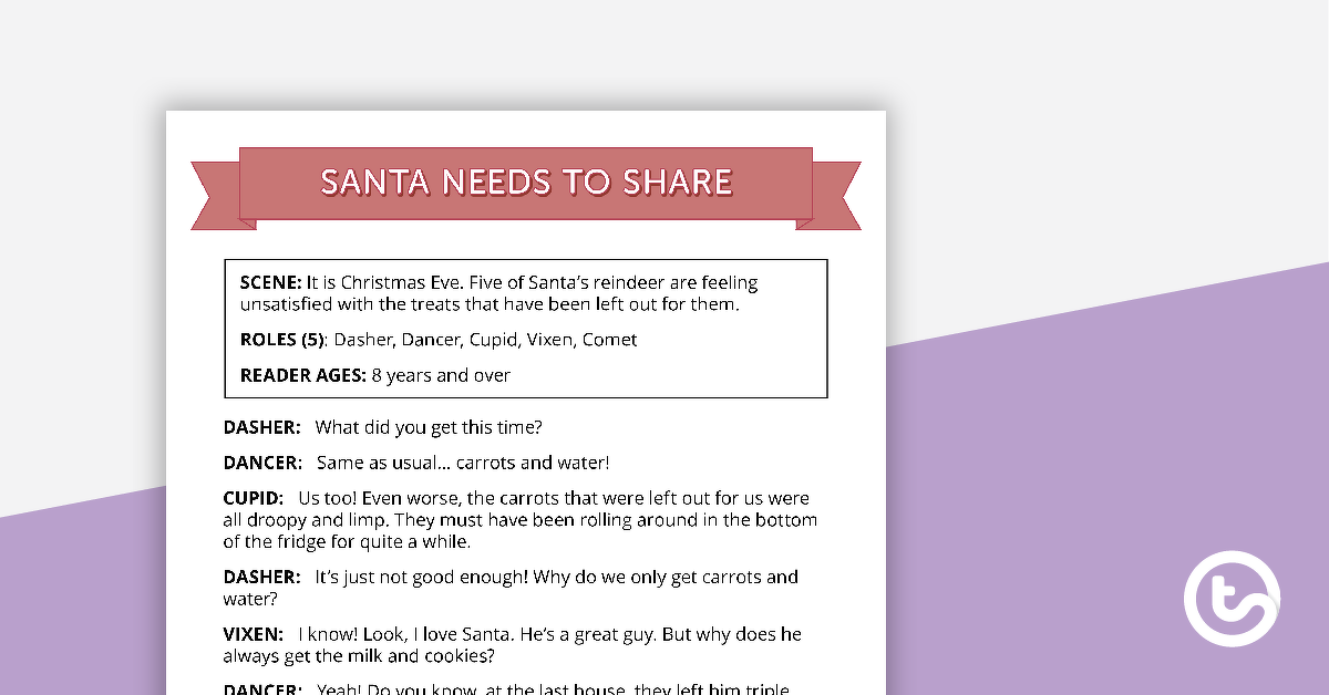 Preview image for Readers' Theatre Script - Santa Needs to Share - teaching resource