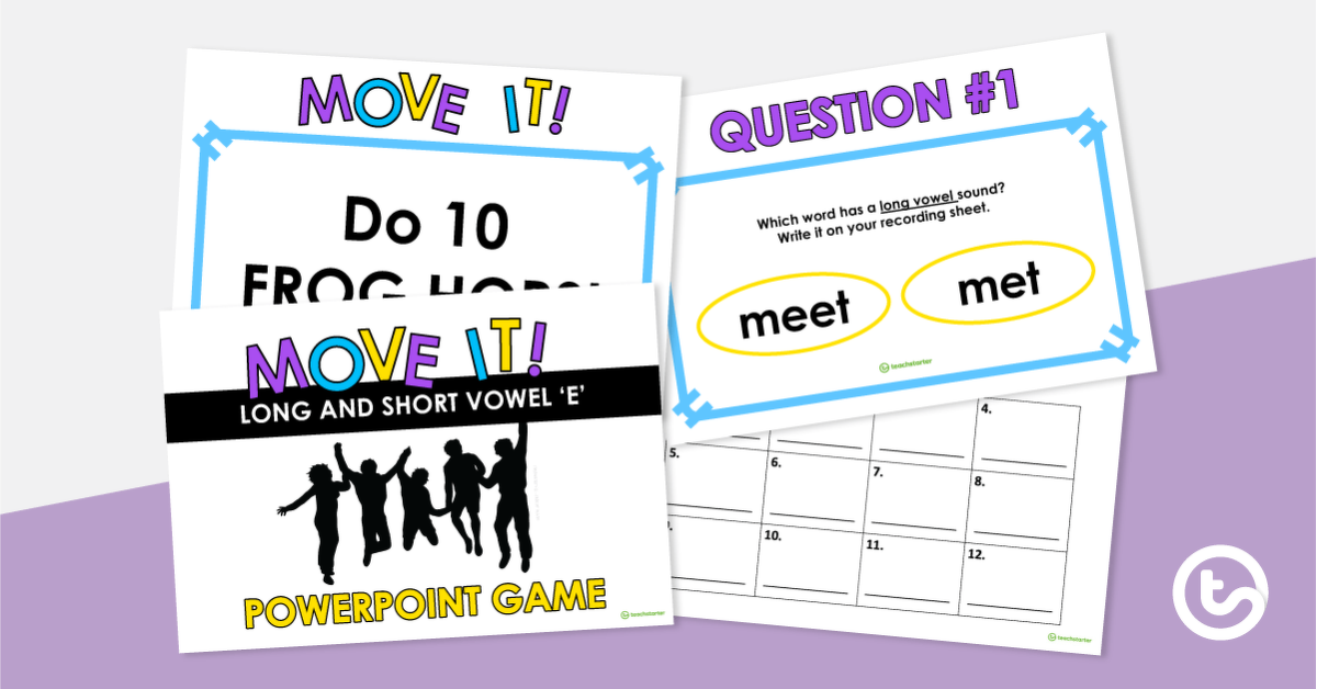 Preview image for Move It! - Long and Short Vowel 'e' PowerPoint Game - teaching resource