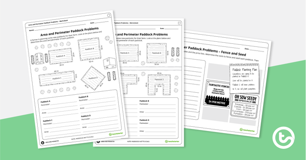 Thumbnail of Area and Perimeter Paddock Problems – Worksheets - teaching resource