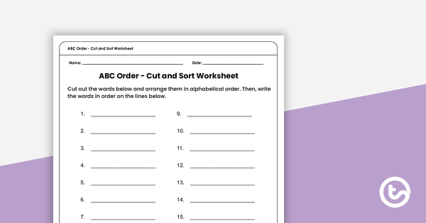 Preview image for ABC Order - Cut and Sort Worksheet - teaching resource