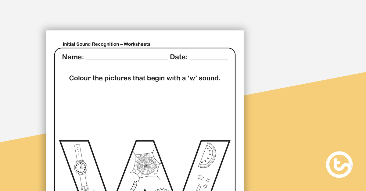 Preview image for Initial Sound Recognition Worksheet (Lower Case) – Letter w - teaching resource