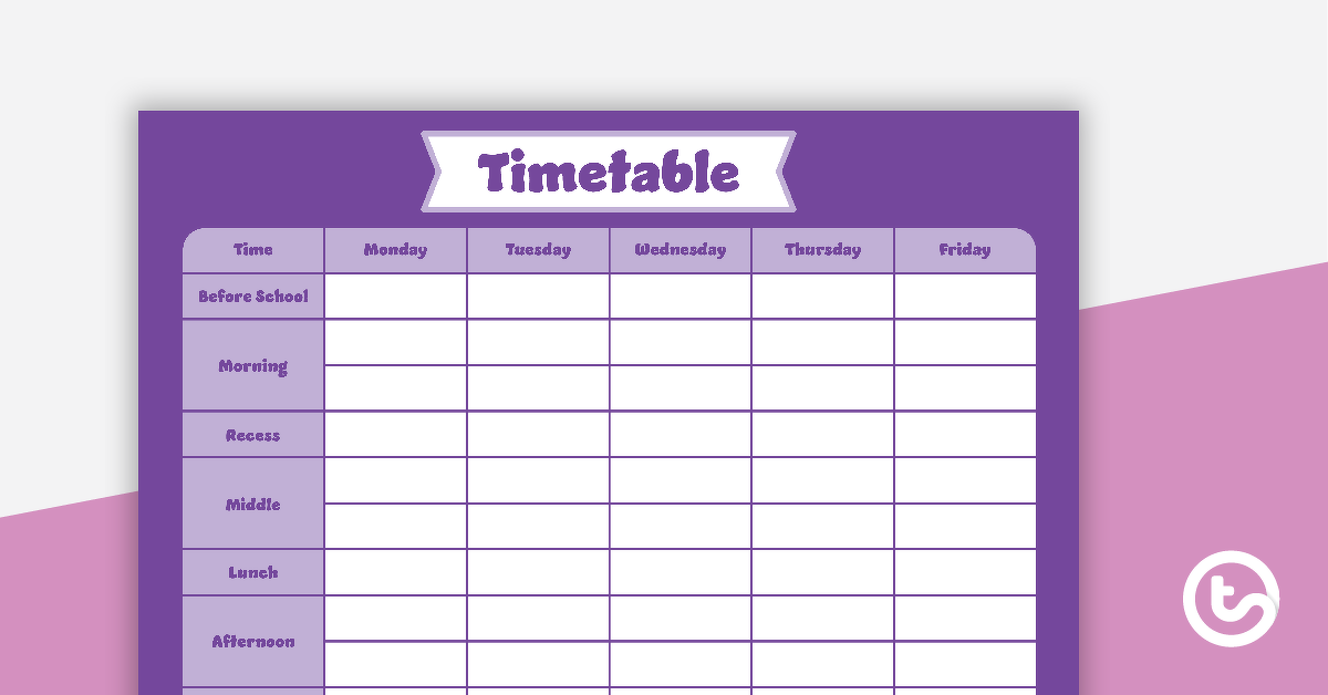 普通紫色预览图像 - 时间表计划 - 教学资源