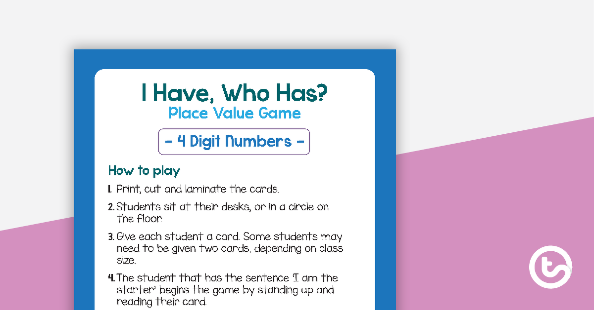 Preview image for I Have, Who Has? Game - Place Value (4-Digit Numbers) - teaching resource