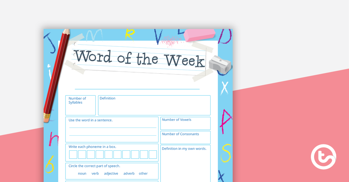 Preview image for Word Of The Week Template - teaching resource