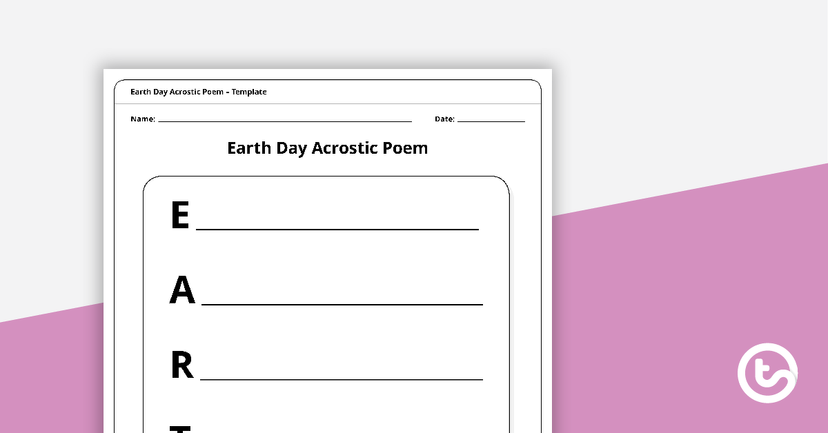 Preview image for Earth Day Acrostic Poem - Template - teaching resource
