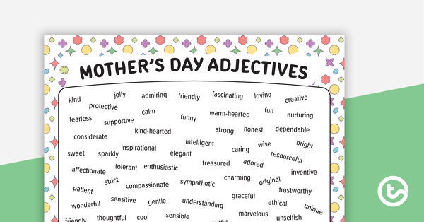母亲节形容词海报的预览图像 - 教学资源