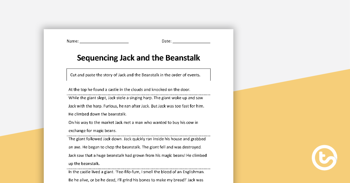 预览图像for Understanding Sequence - Jack and the Beanstalk - teaching resource