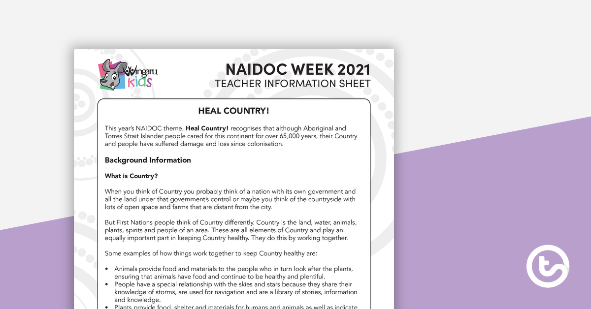 NAIDOC 2021的预览图像 - 治愈国家！教师信息表 - 教学资源