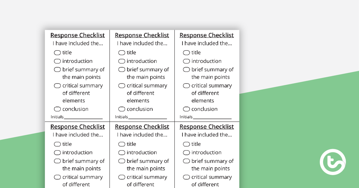 Preview image for Response Writing Checklist - teaching resource