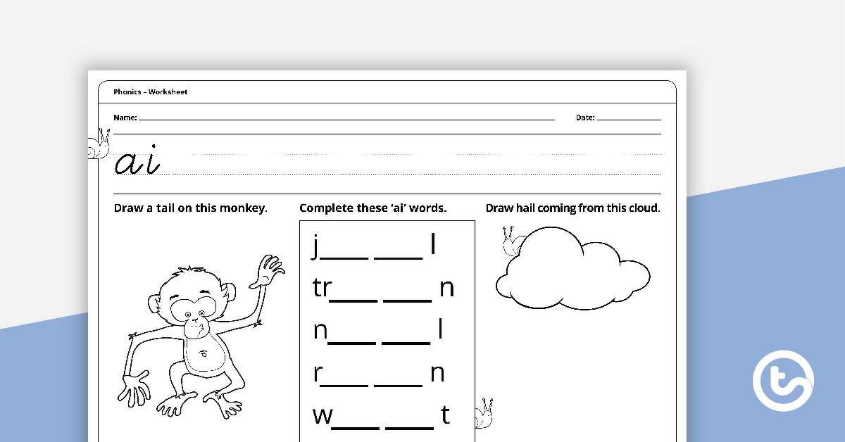 Preview image for Digraph Worksheet - ai - teaching resource