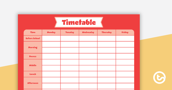 Thumbnail of Plain Red – Timetable Planner - teaching resource