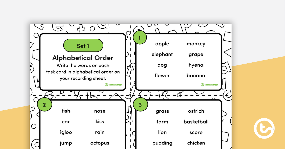 Preview image for Alphabetical Order Task Cards – Set 1 - teaching resource